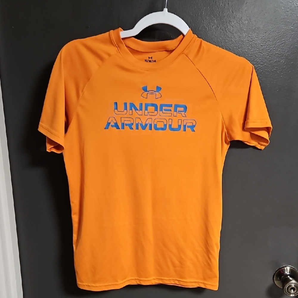Under Armour Vibrant Orange Tee with Blue Logo